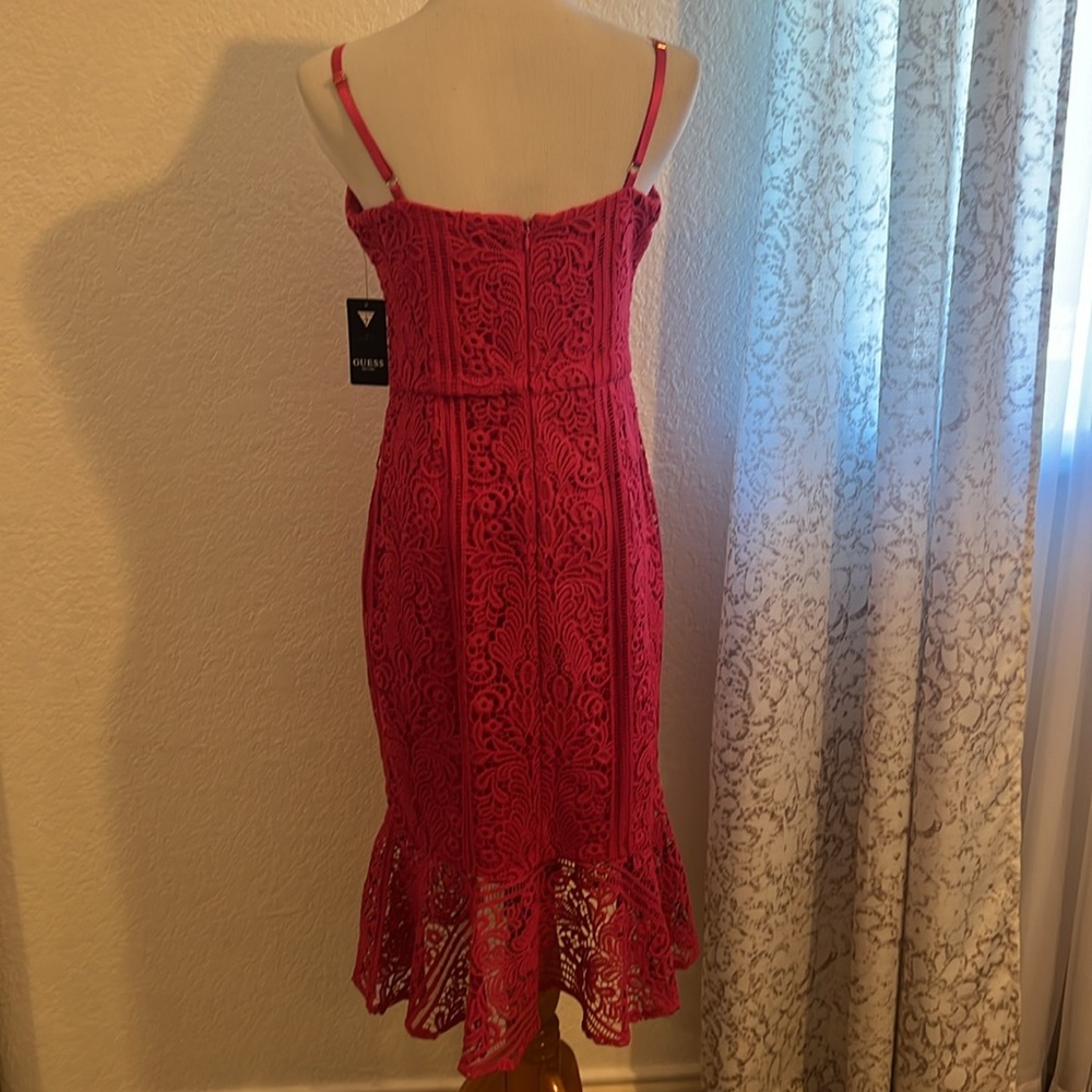 Guess Fuchsia Lace Midi Dress - Picture 6 of 8